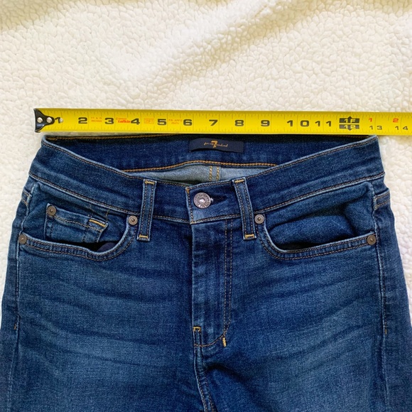 7 For All Mankind Dark Blue Dojo Flare Jeans Size 27 - Picture 9 of 12